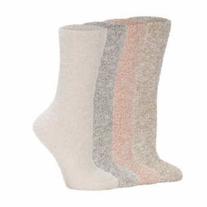LEMON Women's Cozy Soft Casual Crew Fuzzy Socks 4 Pairs